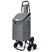 VOUNOT Folding Shopping Trolley on 6 Wheels, Stair Climbing Shopping Cart, Grocery Trolley, Oxford Grey
