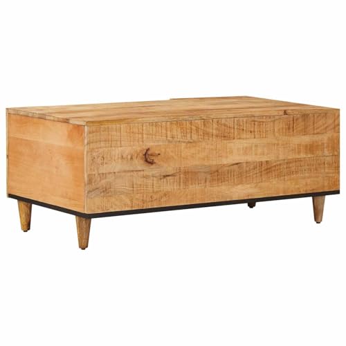 Table basse marron en bois de mangue 100cm avec tiroir de rangement pour salon - 7