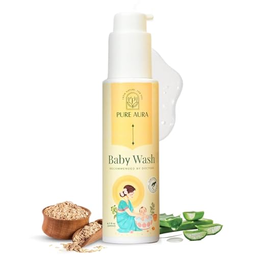 Image of Pure Aura Baby Body Wash, 200 ml (Pack of 1) | Gentle Tear-Free Formula with 12 Ayurvedic Herbs | Natural Hydration | Vegan & Cruelty-Free | Safe for Newborns & Kids