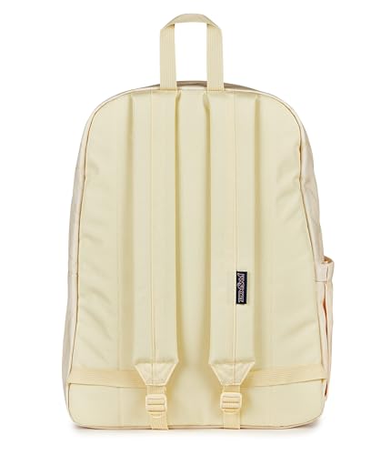 Image of JanSport SuperBreak Plus Backpack with Padded 15-inch Laptop Sleeve and Integrated Bottle Pocket - Spacious and Durable Daypack for Work and Travel, Rows Of Bows Natural /Lemon Ice