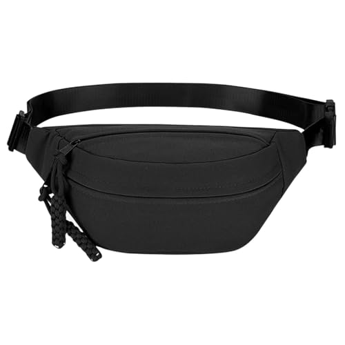 ZIBUYU® Fashion Chest Bag Waist Bag Casual Chest Bag Waterproof Nylon Shoulder Bag Phone Bag Double Layer Day Pack Crossbody Chest Bag Braided Rope Zipper Puller Travel Lightweight Zipper Pouch, Black