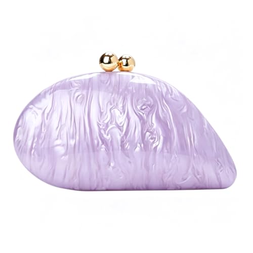 Image of Acrylic Shell Shaped Bag Luxury Marble Clutch Evening Purses for Women Glitter Handbag for Wedding Cocktail Party Prom