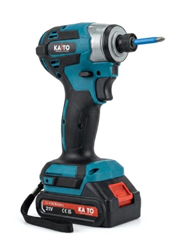 Image of KAITO 21V Brushless Impact Driver Kit | 1 /4 inch Hex, 3800 RPM, High Torque Cordless Screwdriver | 2 Li-Ion Batteries + Charger | Heavy Duty for Wood, Metal & Construction Work