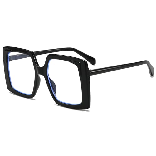 YAMEIZE Gafas de Bloqueo de Luz Azul Oversized Montura Cuadrada