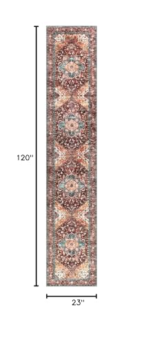 Yamaziot Washable Runner Rug, 2x10 Non-Slip Boho Vintage Hallway Rug Runner with Rubber Backing, Stain Resistant Distressed Carpet Runner for Bedroom, Kitchen, Laundry, Entrance — view 2