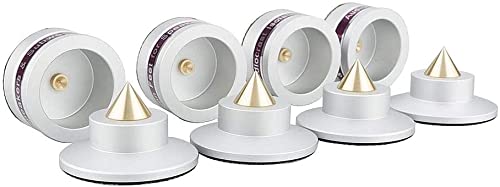 Tertullus 4 Pcs Aluminum Speaker Spike+Speaker Isolation Feet Top Pad Turntable Isolation Feet For Amplifier Speaker Turntable Player Subwoofer Silver #TOP6