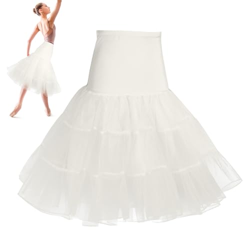 AYBUY 50s Women Retro Petticoat Underskirt,Vintage A-line Underskirt Classic Elastic Rockabilly Tutu Skirt for Ladies Half Slip Dress-up Parties Dancing, Halloween Party, Dancing,Ivory,M - Image 7