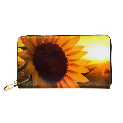 Portefeuille en cuir tournesol noir zippé chic et moderne