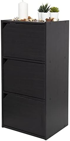 Iris Ohyama, 3-Tier Medium Bookcase/Wooden Shelving/Cube Bookcase/Book Cabinet/Cabinet with shelves, Modular, Design, Office, Living Room, Entry - Module Shelf - MDB-3 - Ash Brown