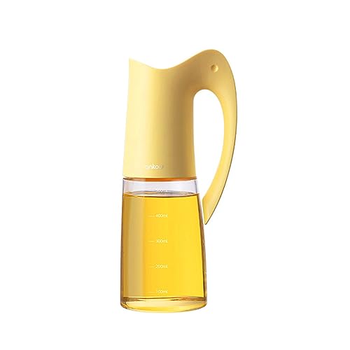 Ankou Olive Oil Dispenser Bottle-20oz 580ml Auto Flip Lid Glass Oil Bottle, Vinegar Condiment Storage Container with Scale, High Borosilicate Glass, Non-Drip Spout, Leakproof, for Kitchen Cooking