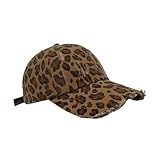 CORIRESHA Women's Classic Leopard Print Hat Adjustable Outdoor Distressed Baseball Cap Brown