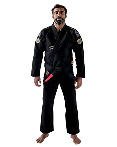 Kingz Comp 450 V6 Brazilian Jiu Jitsu Gi - Men's Lightweight Premium Bjj Kimono - Ibjjf Legal - 450Gsm Pearl Weave Professional Competition - (Black) A2 #TOP2