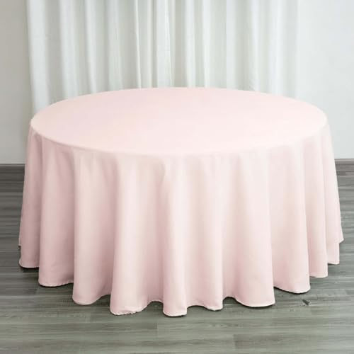Efavormart Round Tablecloth, 120 Inch Stain & Wrinkle Resistant Washable Table Cloth, Decorative Polyester Fabric Table Cover for Banquet, Wedding, Dining - Blush
