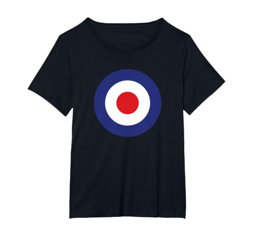 Mod Target Circle Music Logo | Retro Air Force RAF Roundel T-Shirt, Women's Plus, Black, 5X