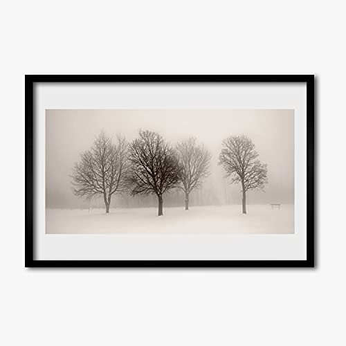 Cadre en MDF avec affiche de paysage enneigé 60x40 cm pour habiller un mur vide sans éclat