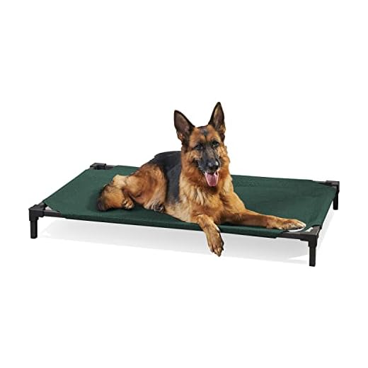 Coolaroo Cooling Elevated Dog Bed PRO, Standard, Fits in 48in Crate, Easy Assembly Frame, Brunswick Green