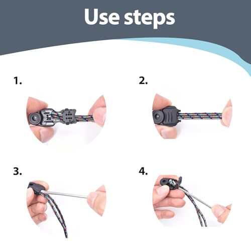 20 peças de tampas de extremidade de paracord com zíper terminais de cordão elástico corda elástica