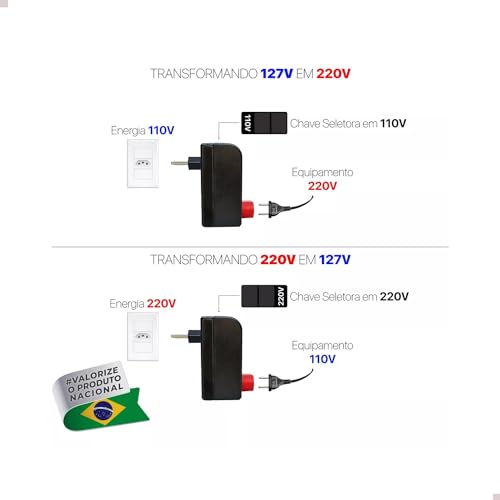 Conversor de Voltagem Transformador 110-220V - 220-110V 45W Produto Fabricado no Brasil - Bivolt