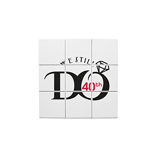 Cadeau couple mariage 40 ans de bonheur en carreaux céramique décoratif