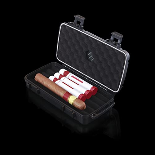 C Crystal Lemon Travel Cigar Case With Humidor, Waterproof, Crushproof Cigar Caddy Black #TOP3
