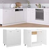 HOMIUSE Mobile da cucina in legno, 80 x 46 x 81,5 cm, con mobiletto da cucina, bianco senza piano di lavoro, uno scaffale