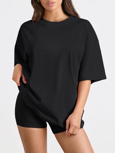 Trendy Queen Womens Oversized Summer T Shirts Fashion Workout Plus Size Tops Short Sleeve Beach Vacation Gym Clothes 2025