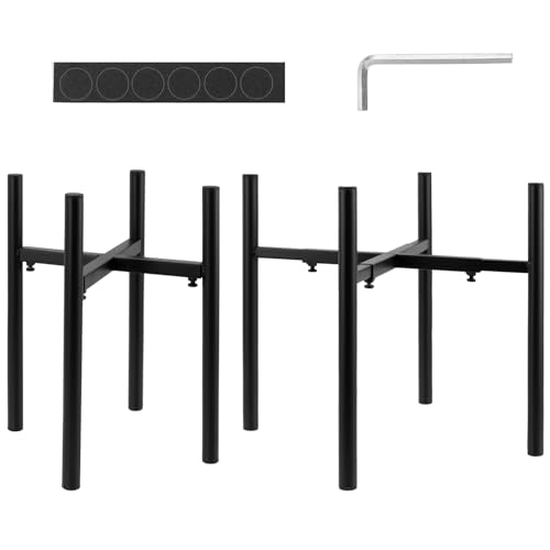 KOHAND 2 Pack Black Plant Pot Stands, Adjustable Width 21-35 CM Plant Pot Stands, Detachable Metal Flower Pot Stands for Home Garden Flower Pot Display Decoration
