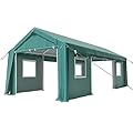 GarveeLife Carport Canopy 12'x20' Heavy Duty Waterproof Portable Garage 4 Roll-up Doors & 4 Windows All-Season Carport for Car Truck Boat Storage, Green