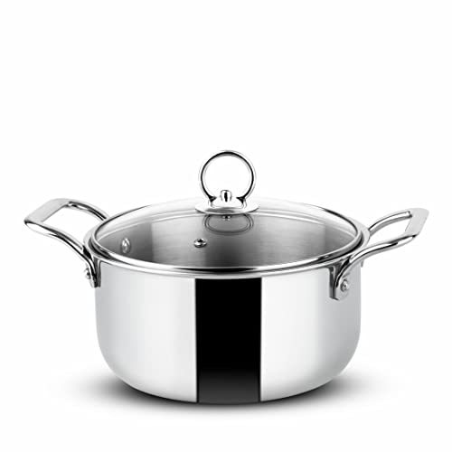 Orange Triply Casserole 4.6L | Biryani Pot with Glass Lid | Induction Friendly, 22cm