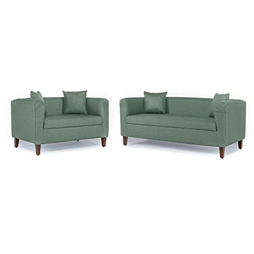 Image of Wakefit Miami 5 Seater Sofa | 3 Year Warranty | Green, Neem Wood, Modern, Polyester Upholstery