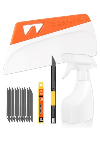 Image of WRAPXPERT Window Film Tools, Window Privacy Film & Peel and Stick Wallpaper Tool Kit, 4-in-1 DIY Starter Set with Smoothing Squeegee, Utility Knife and Blades & 180ml Adjustable Spray Bottle