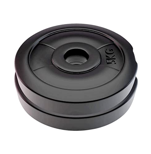 Image of VP.V.C Weight Plates, Filled with Concrete, Vinyl Standard Weights Plates, Set for Weight Lifting, Home Gym Fitness Workout (Color : Black) (Shape : Button)