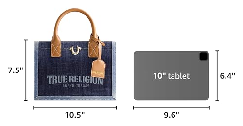 Image of True Religion Women's Tote Bag, Medium Travel Purse Handbag with Adjustable Shoulder Strap and Horseshoe Logo