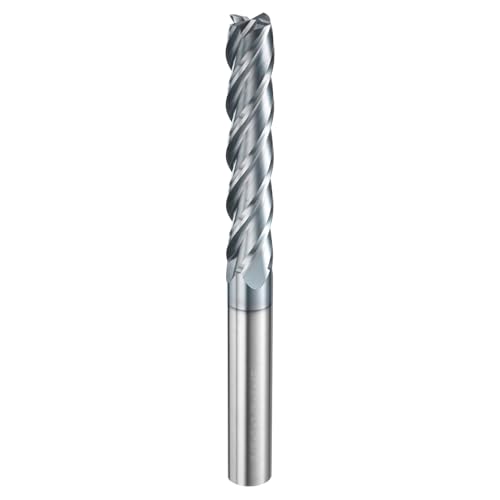 Image of HARFINGTON Carbide Square Nose End Mill Bit 3 /8 inch Cut Dia 4 Flutes TiAlN Coated Milling Cutter for Hardened Steel Metal (3 /8 inch Shank 2 inch Cut Length 4 inch Long 30 Degree Helix HRC53-55)