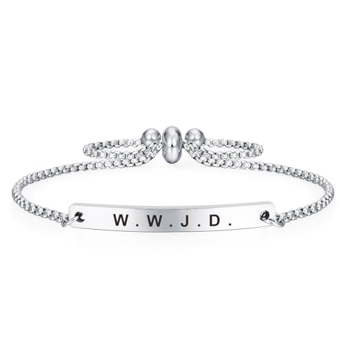 Jzxwan WWJD Bracelet Gifts What Would Jesus Do Link Jewelry for Women