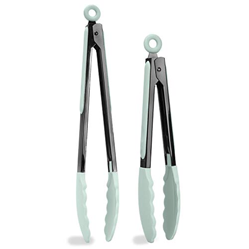 Country Kitchen Stainless Steel Silicone Tipped Kitchen Food BBQ and Cooking Tongs Set