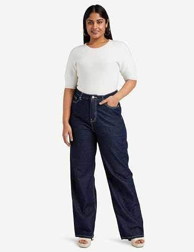 Image of Amazon Brand - Symbol Women Baggy Wide Leg Jeans (High Rise | Full Length) (Available in Plus Sizes)