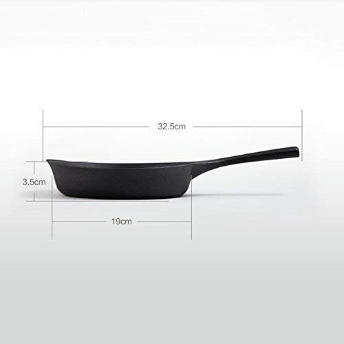 Fcxv Interior Lighting/Furniture Cast Iron Flat Bottom Non-Stick Pan Single-Handled Frying Pan Uncoated Thickening Iron Pan Frying Pan Wall Decoration,Black