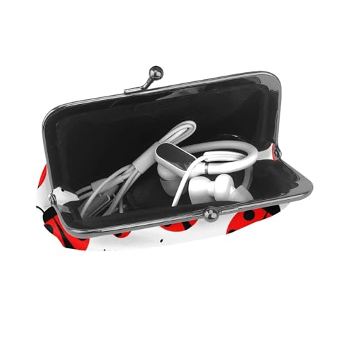 Ladybug red black dots white (1) Buckle Coin Purses Women's Kiss-Lock Closure Mini Vintage Pouch Leather Makeup Wallets Card Holder Cute For Men Women4