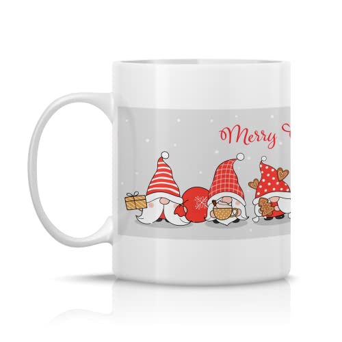 Tazza Natalizia ** MERRY CHRISTMAS ** con gnomi di Natale - Idea regalo per natale ** Ottima qualità** Tazza Natale per il thè