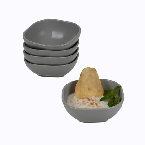 ZQtyf Dipping Bowls, Wheat Straw Bowls Set of 5-4.5 OZ Unbreakable Dipping Cups for Side Dish, Ketchup, Soy, BBQ, Dessert, Sushi, Party, Condiments Serving (Grey)