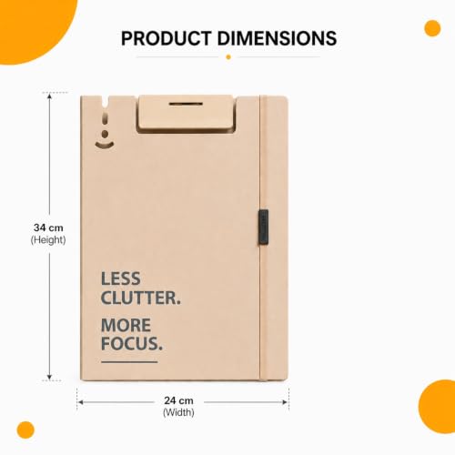 Image of Tarkan A4 Size Clipboard File Folder with Strap, Pack of 2 (Beige & Tan)
