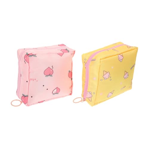 DEARMAMY 1 Juego Bolsa De Almacenamiento Menstrual Contenedores Portátiles Toallas Sanitarias Y Uso Diario Guardar Compresas Y Accesorios Femeninos Melocotón 2 Piezas