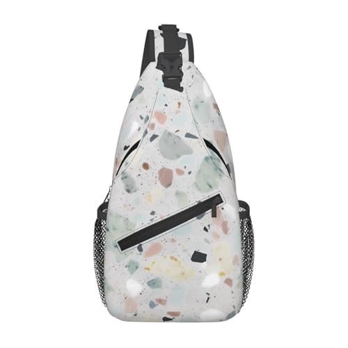 Bolso cruzado estilo Terrazzo Marble pastel negro miniatura 1
