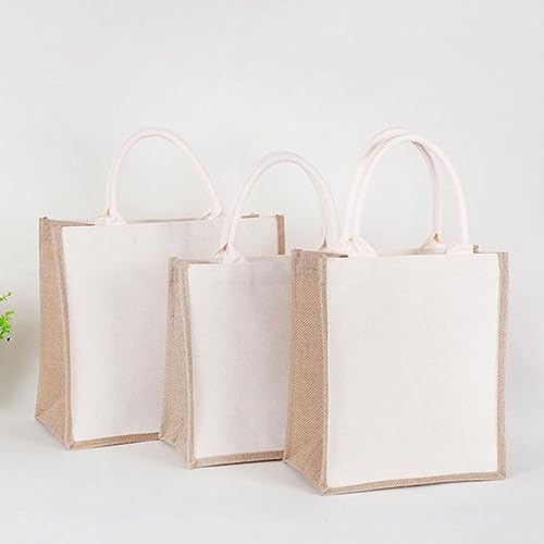 ABOOFAN Saco De Estopa 2 Peças Reutilizáveis ​​Bolsas De Presente De Juta Com Alças Bolsas De Praia