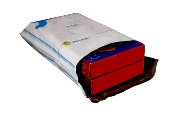 Flere Tamper Proof Printed Plastic Courier Bag/Polybag with Pod for Packing - 50 Microns Ecommerce Packaging, Envelopes, Pouches & Covers, 6x8 Inch, White and Black (Pack of 100) - Image 5 thumbnail