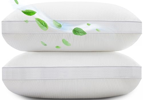 AIAEL Bed Pillows for Sleeping Firm and Soft Queen Size Set of 2, Supportive & Comfortable Down Alternative Pillow, Luxury Hotel Gusseted Pillows for Side and Back Sleepers