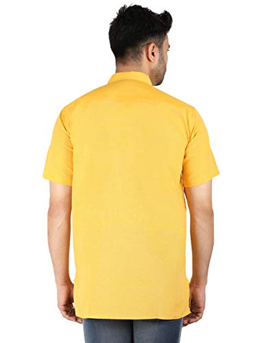 Image of LATEST CHIKAN Men's Cotton Regular Casual Strped Short Kurta Half Sleeves - (SK-LJ.DS.AS)