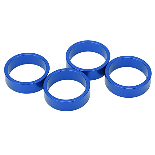 4 個のアルミ合金自転車ヘッドセットパッド自転車ハンドルバーステムスペーサー 28.6x10mm/1.13x0.39in マウンテンバイクロードバイク用 (青)