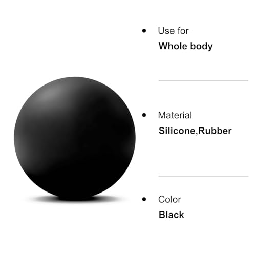 Image of WOVTE Massage Lacrosse Ball for Sore Muscles, Shoulders, Neck, Back, Foot, Body, Deep Tissue, Trigger Point, Muscle Knots, Yoga and Myofascial Release (Black)